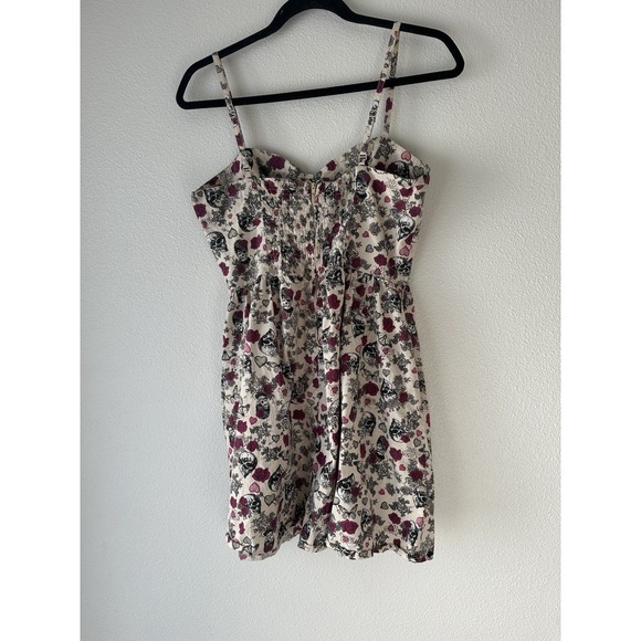 Hell Bunny Love Poison Rockabilly Goth Metal Skull Floral Punk Mini Dress Medium - Picture 4 of 13